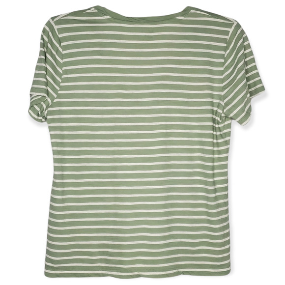 Madewell Theresa Green Striped V-neck Tee Sz. Medium - Picture 3 of 5